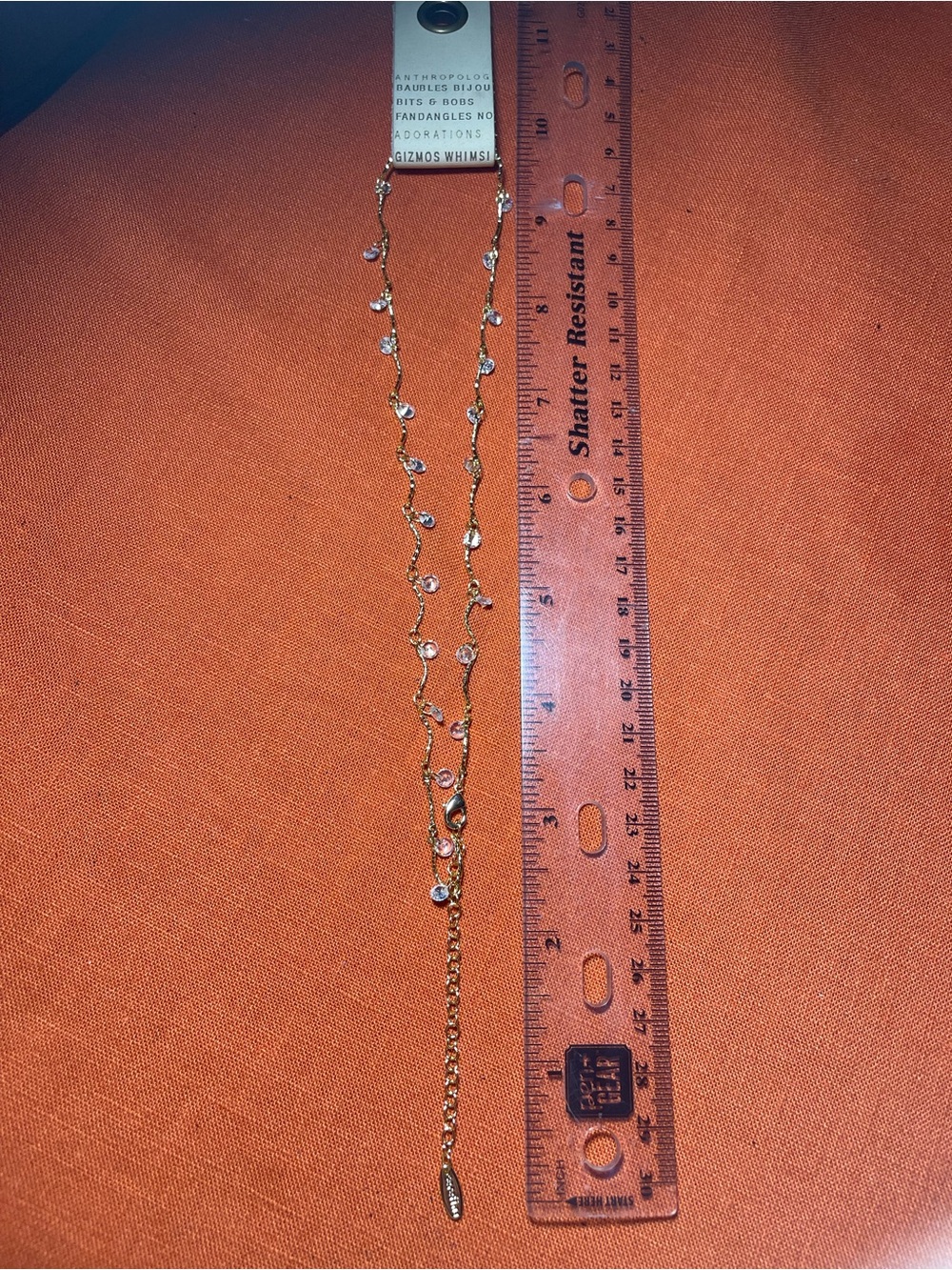 Anthropologie Gold-Tone Layered Crystal Station Necklace